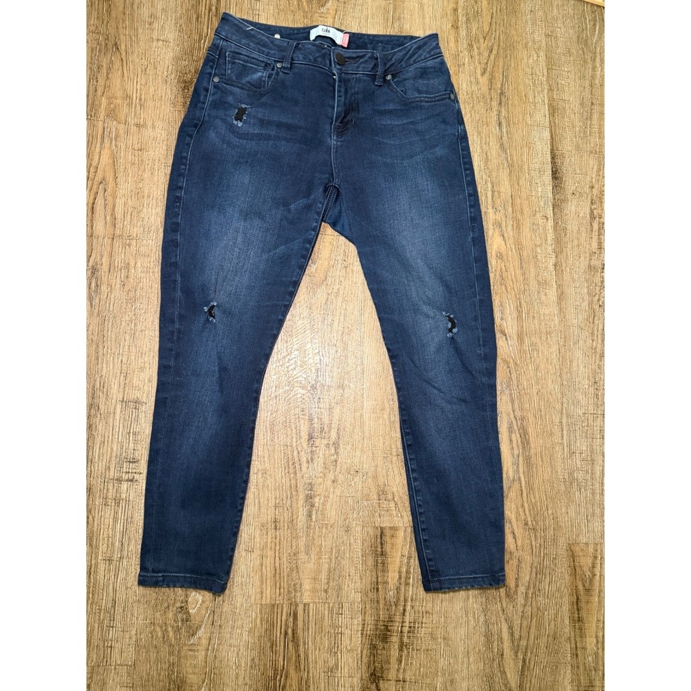 Cabi‎ Curvy Skinny Jeans Size 4 Dark Wash Distressed Stretch Denim Streetwear